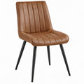 Brown Faux Leather Dining Chair with Black Steel Legs, 19 x 23 x 34 in