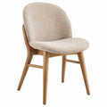 Beige Boucle Upholstered Solid Rubberwood Dining Chair, 22 x 24 x 32 in