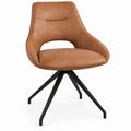 Brown PU Leather Swivel Dining Chair with Black Steel Base, 60 x 60 x 85 cm