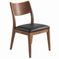 Curved-Back Dining Chair, Walnut Brown and Black PU Leather, 18 x 21 x 33 in