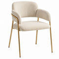 Cream Boucle Upholstered Armchair with Gold Steel Frame, 22.8 x 23.6 x 30.7 in