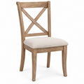X-Back Upholstered Dining Chair, Light Brown Rubberwood Frame with Beige Polyester Seat, 18 W x 22 D x 39 H in.