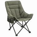 Olive Green Folding Camping Chair, 35.4 x 23.6 x 39.4 in, Padded High Back, Steel Frame