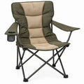 Oversized Folding Camping Chair, Olive Green/Beige/Black, 37.4 x 23.6 x 23.6 in