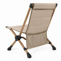 Adjustable Folding Khaki Polyester Chair with Wood-Grain Aluminum Frame, 23.6 x 29.5 x 38.6 in