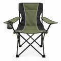 Folding Camping Chair with Cup Holder and Mesh Storage Pocket, Olive Green/Black/Gray, 35 x 21 x 38 in