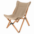 Khaki Polyester Canvas High-Back Folding Butterfly Chair with Beech Wood Frame, 69 x 61 x 95 cm