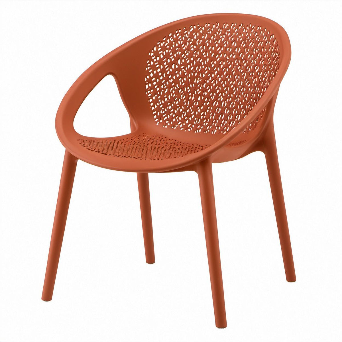 Terracotta Polypropylene Dining Chair with Perforated Back, 23.6 x 22 x 31.5 in