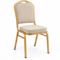 Beige Polyester Upholstered Dining Chair with Gold Steel Frame, 18 x 22 x 38 in