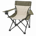 Olive Green and Khaki Folding Camping Chair with Cup Holder, 35 x 22 x 38 in
